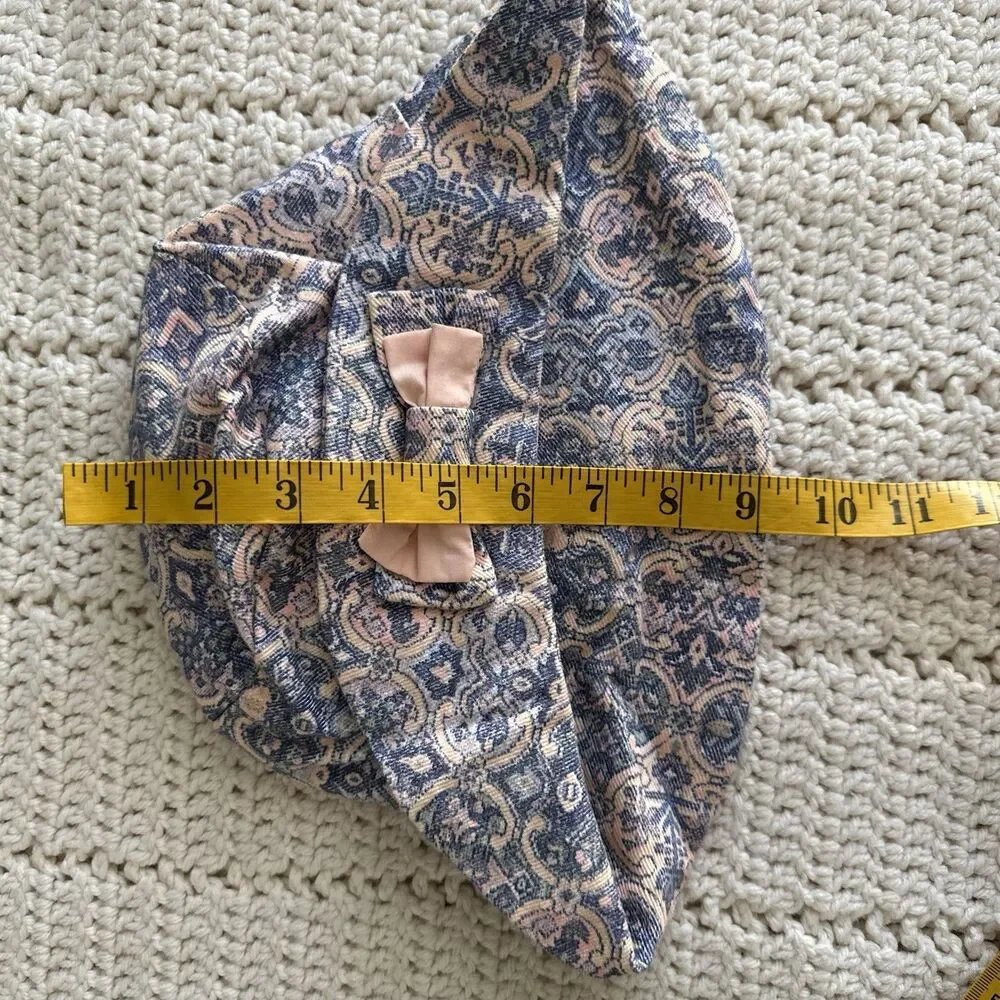 VTG 1990s Children’s Pastel Soft Denim Paisley Bucket Hat With Bow Pink Blue